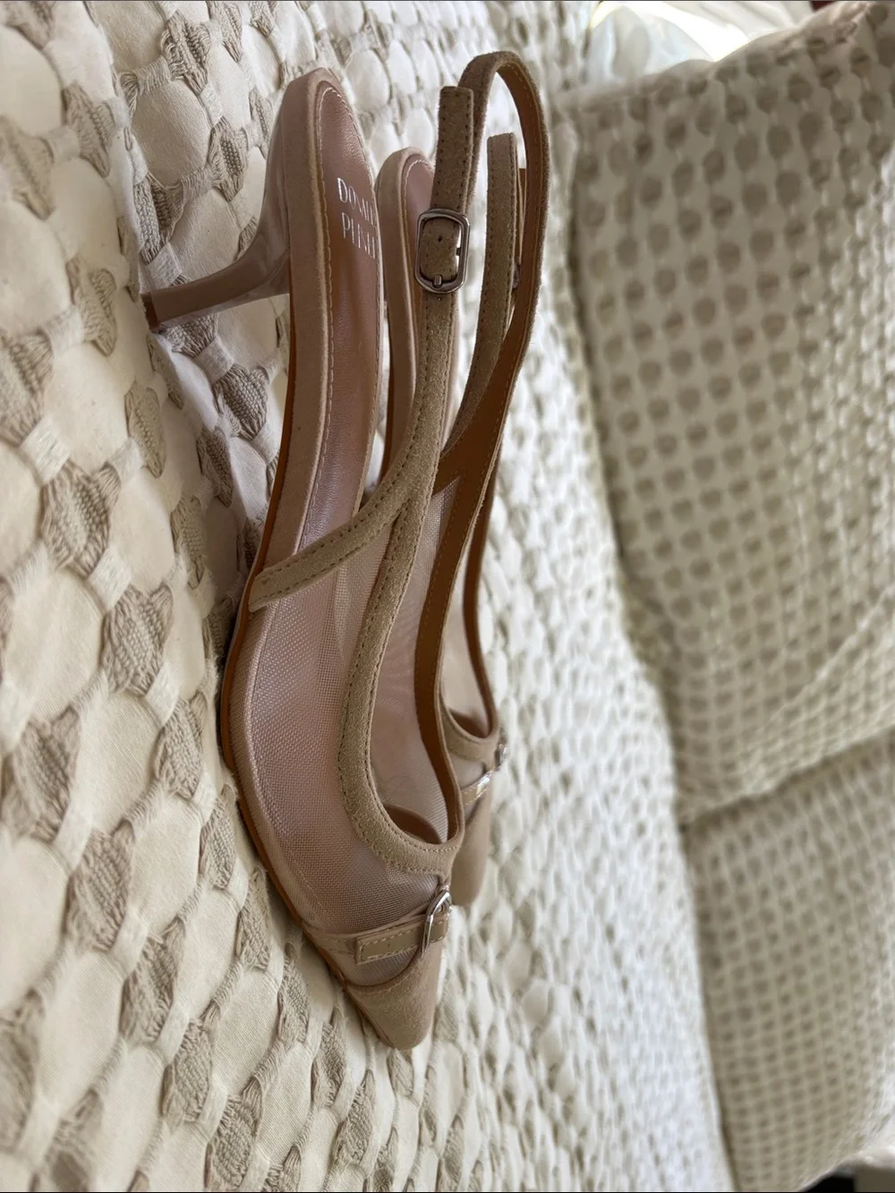 Donald J. Pliner Taupe Pointed Toe Slingback Pumps
